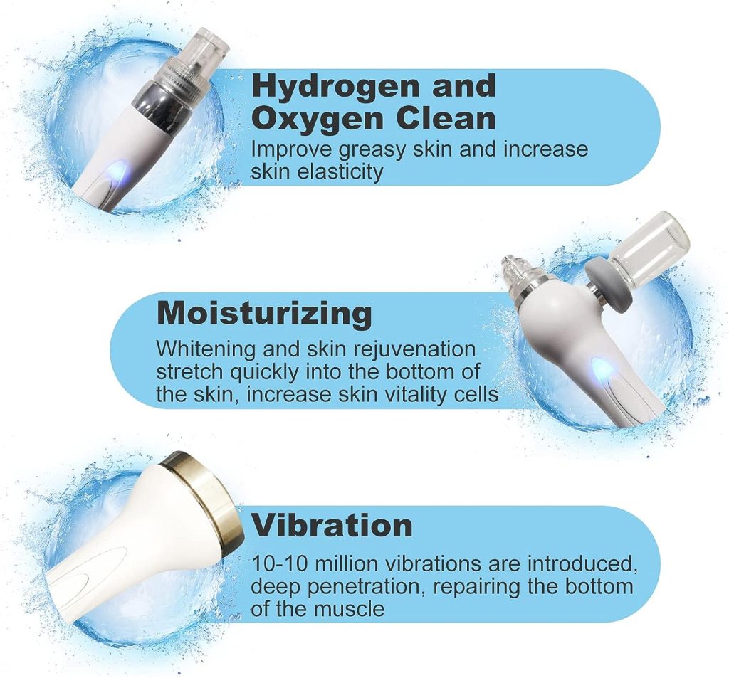 Hydrogen Oxygen Facial Beauty machine, 6 in 1 Hydro Oxygen Jet Micro Bubbles Sprayer Hydrofacial Machine Pore Blackhead Clean Facial Beauty Machine for Home, Spa, Beauty Salon