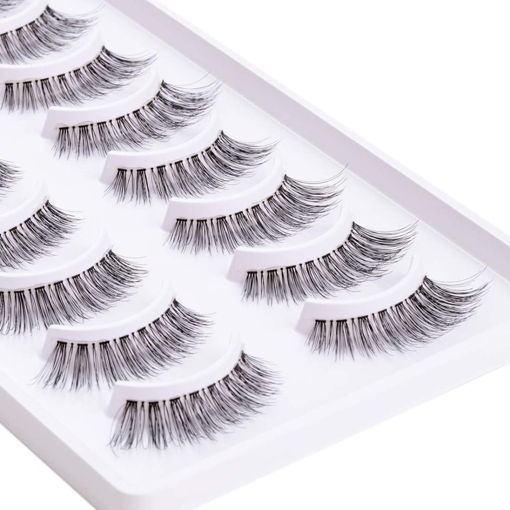 10 pairs Natural False eyelashes 3D Fake Lashes 100% Handmade Short Soft Reusable Eye Lash Transparent Strip Lashes Natural looking eyelash by EMEDA (Natural False Lashes 05)