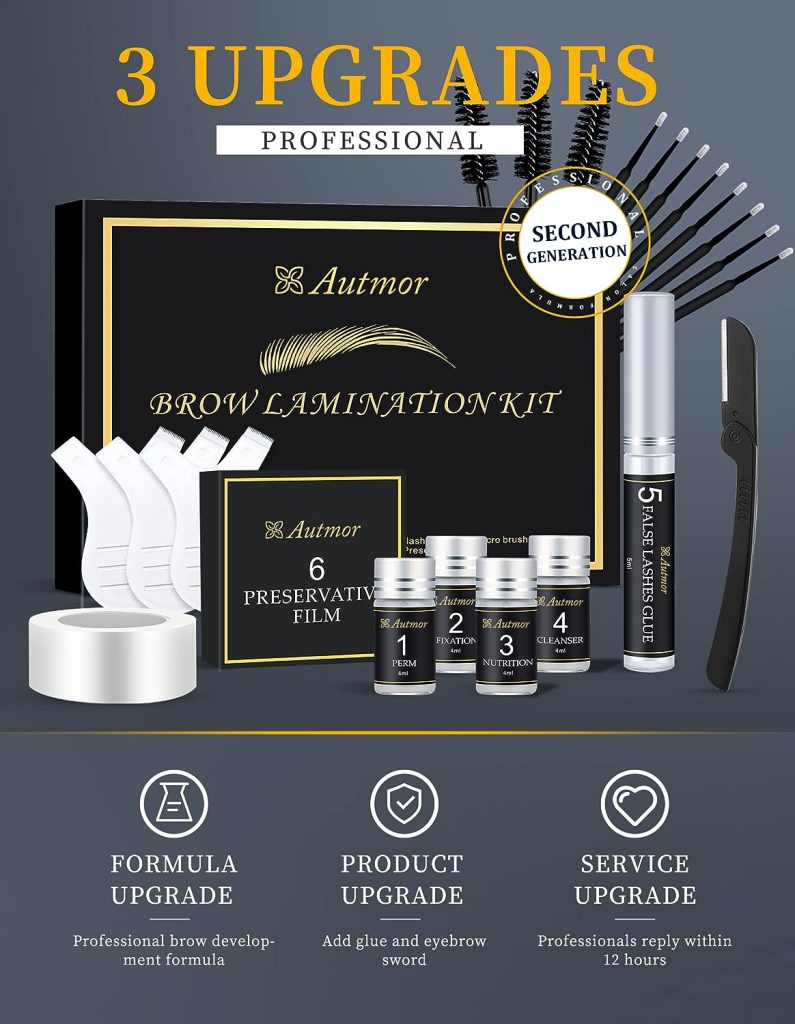 Brow Lamination Kit, Eyebrow Lamination Kit, At Home DIY Perm For Your Brow, Professional DIY Perm Kit for Instant Eyebrow Lift, Brow Brush, And Micro Brushes Added