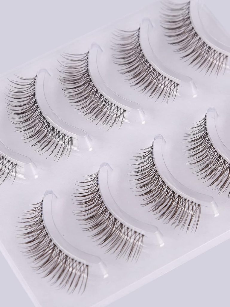 GMAGICTOBO Natural False Eyelashes Short Clear Band Lashes Pack Wispy Lashes Light Volume Soft Strip Fake Eyelashes 5 Pairs Multipack