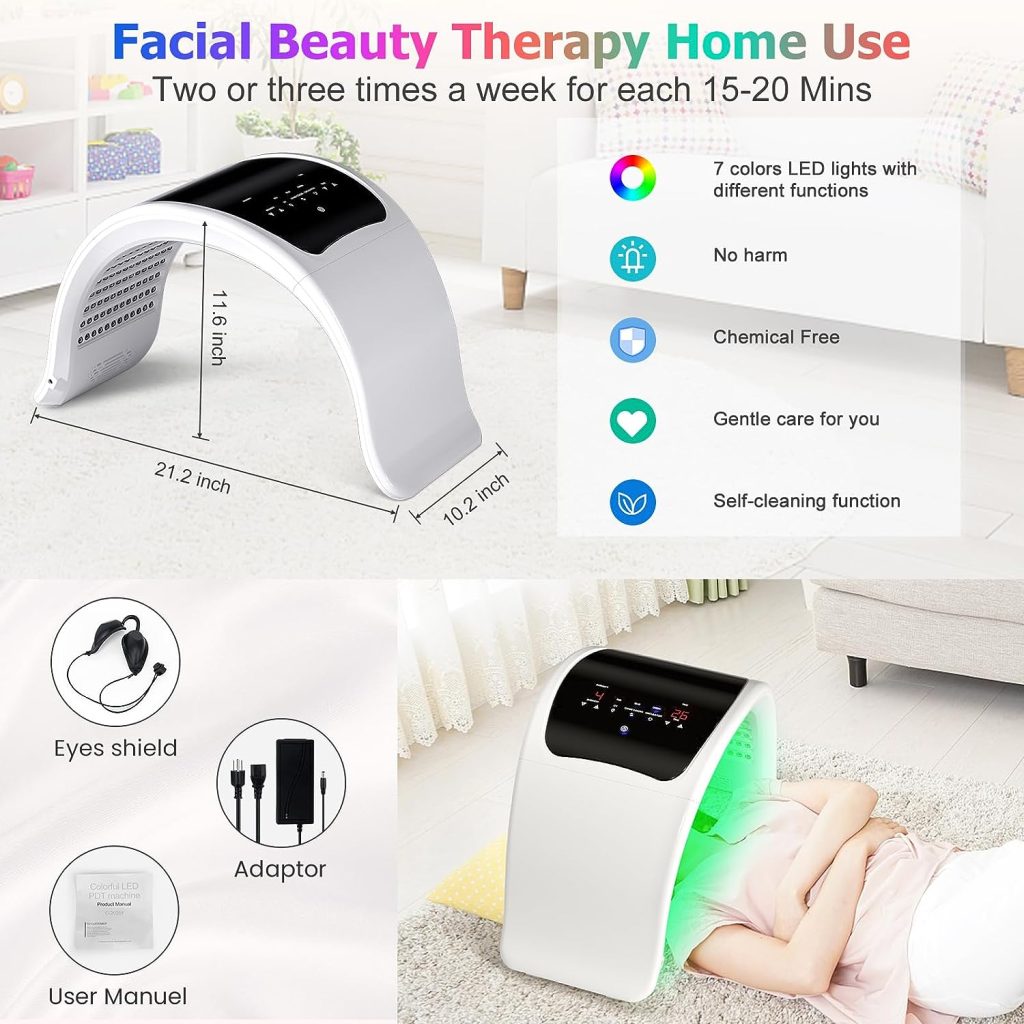 Okyna Led Light Therapy for Face 8 in 1 Colors LED Face Mask Light Facial Skin Care Tool Photon PDT for Neck Body Hand SPA Facial Skincare Beauty Machine