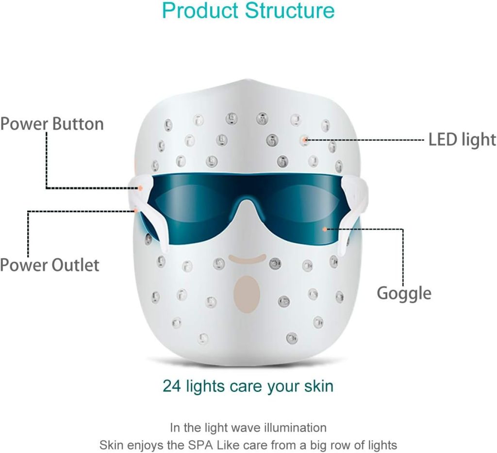 REAKOO LED Light Therapy Mask for Phototherapy Photon Therapy Light Facial Mask, Anti Acne Mask, Beauty Treatment Skin Rejuvenation Phototherapy Mask Beauty